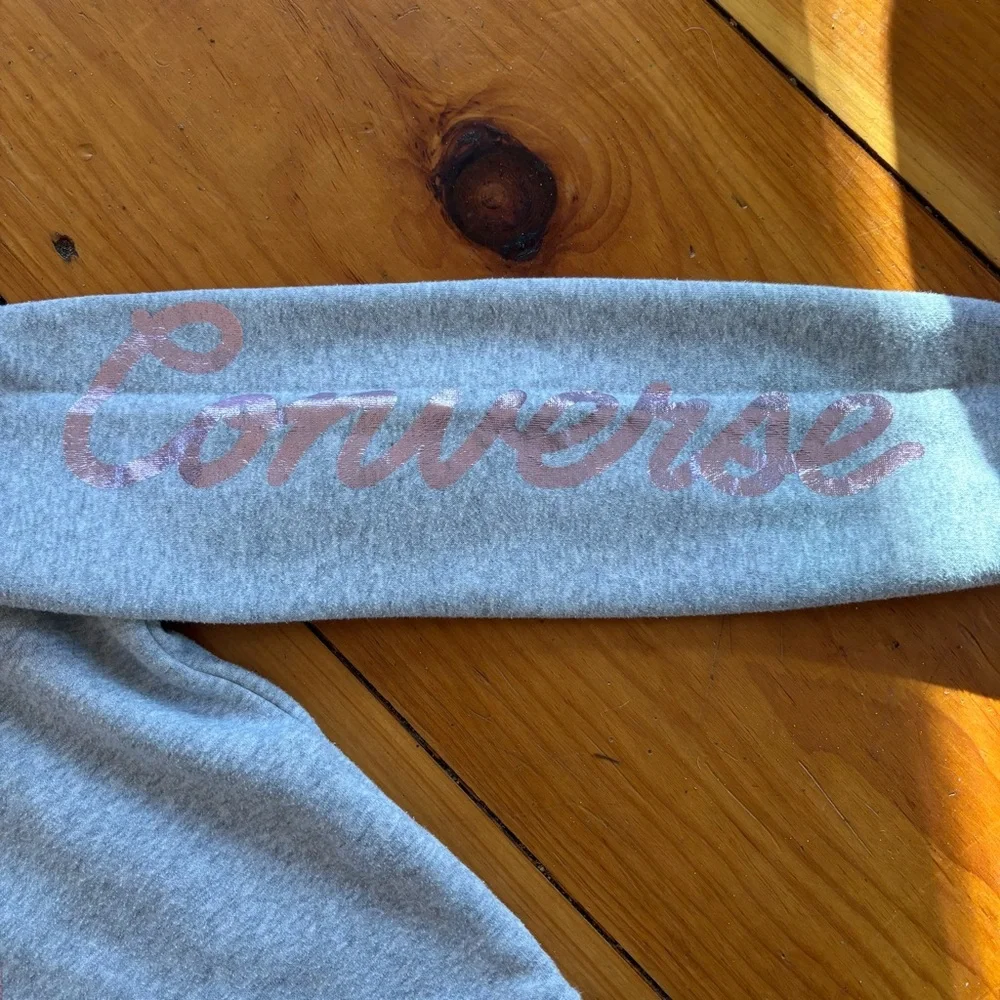 Converse Cropped Hoodie Gray Pink Logo Youth M (10-12)